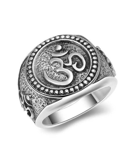 Bague Bouddha avec Puissant Symbole AUM (Argent) les muscles