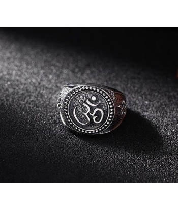 Bague Bouddha avec Puissant Symbole AUM (Argent) les muscles