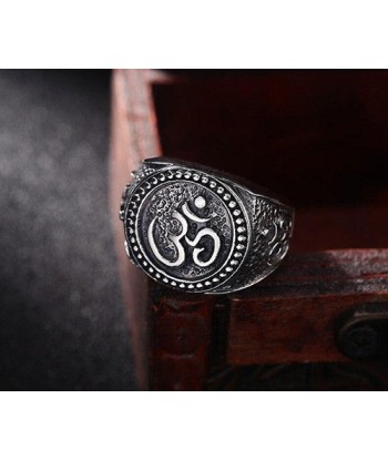 Bague Bouddha avec Puissant Symbole AUM (Argent) les muscles