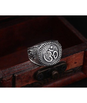 Bague Bouddha avec Puissant Symbole AUM (Argent) les muscles