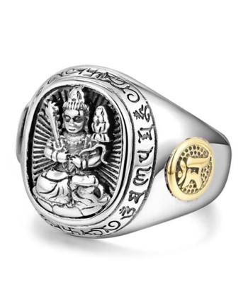 Bague Bouddha avec Divinité en Méditation (Argent) pas cheres