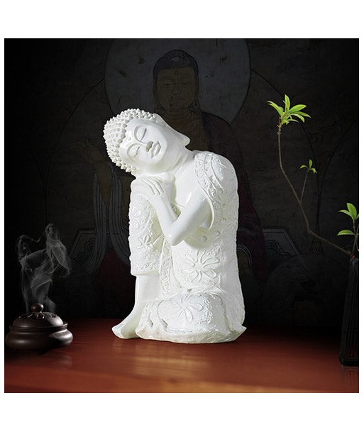 Statue Bouddha en Blanc basket pas cher