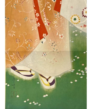 Estampe Japonaise de Yamakawa Shuho | Beauté en Kimono - Fleur - Lithographie commande en ligne