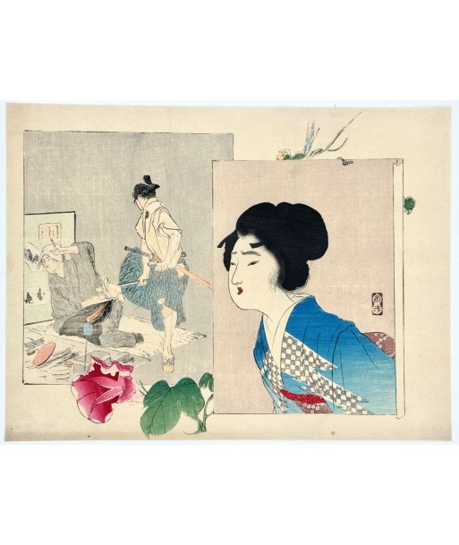 Estampe Japonaise Kuchi-e de Tomioka Eisen | Beauté, le samouraï et l'artisan de votre