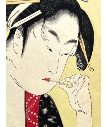 Estampe Japonaise de Utamaro | La courtisane de Moatside en linge