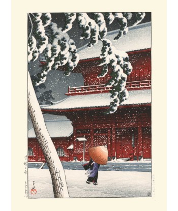 Tempête de neige sur le Temple Zojoji de Hasui Kawase | Reproduction Fine Art store