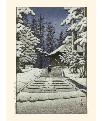 Neige sur le Konjikido de Hasui Kawase | Reproduction Fine Art Dans la société mordern