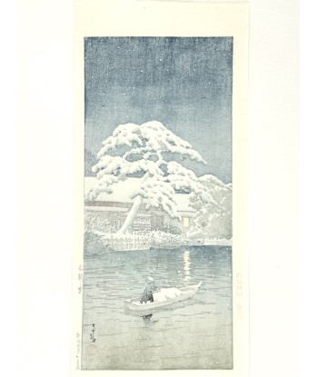 Estampe japonaise de Hasui Kawase | Funabori sous la neige paiement sécurisé