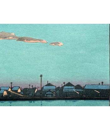 Estampe Japonaise d'Hasui Kawase | Les rives de la rivière Hama-cho Véritable concentré