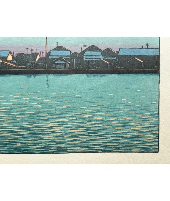 Estampe Japonaise d'Hasui Kawase | Les rives de la rivière Hama-cho Véritable concentré