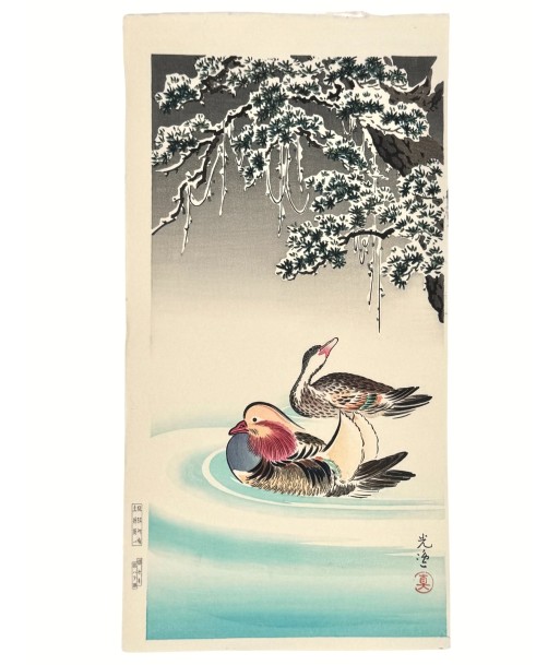 Estampe Japonaise de Koitsu Tsuchiya | Canards mandarin en hiver Par le système avancé 