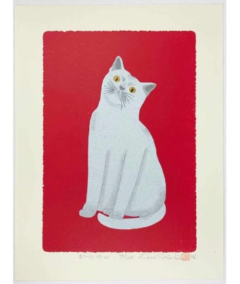 Estampe Japonaise de Nishida Tadashige | Chat blanc 50-70% off 