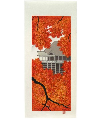 Estampe Japonaise de Teruhide Kato | Le temple Kiyomizu à l'Automne Les magasins à Paris