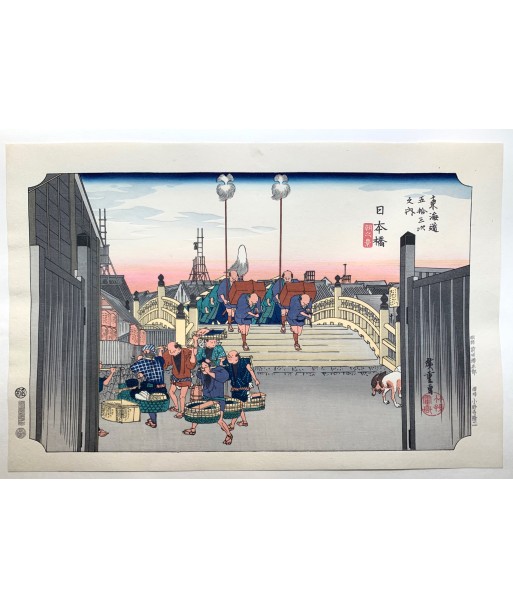 Estampe Japonaise de Hiroshige | Le Grand Tokaido n°1 Nihonbashi brillant des détails fins