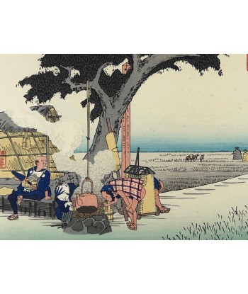 Estampe Japonaise de Hiroshige | Le Grand Tokaido n°28 Fukuroi ouvre sa boutique