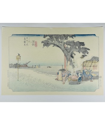 Estampe Japonaise de Hiroshige | Le Grand Tokaido n°28 Fukuroi ouvre sa boutique