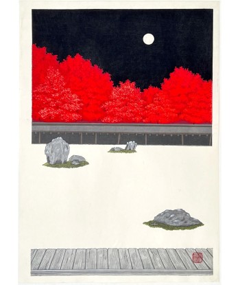 Estampe Japonaise de Teruhide Kato | Jardin du Ryoan-ji à l'automne Venez acheter