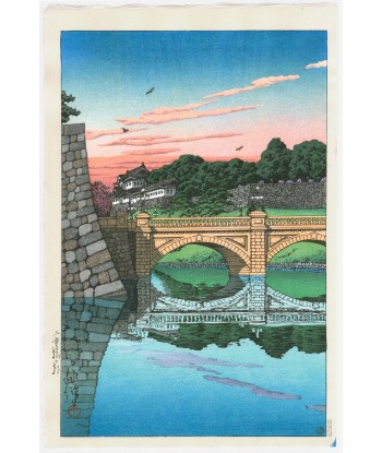 Estampe Japonaise Encadrée de Hasui Kawase | Le Pont Niju au lever du jour paiement sécurisé