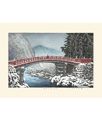 Le Pont Shinkyo sous la Neige de Hasui Kawase| Reproduction Fine Art de l' environnement