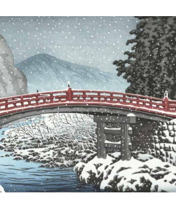 Le Pont Shinkyo sous la Neige de Hasui Kawase| Reproduction Fine Art de l' environnement