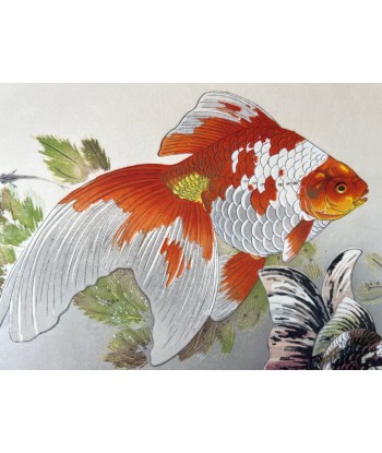 Estampe Japonaise de Tsuchiya Rakusan | Goldfish - Poissons Rouges votre