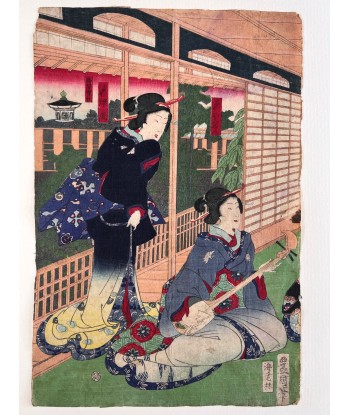 Estampe Japonaise de Kunisada | Musiciennes et danseuses l'évolution des habitudes 