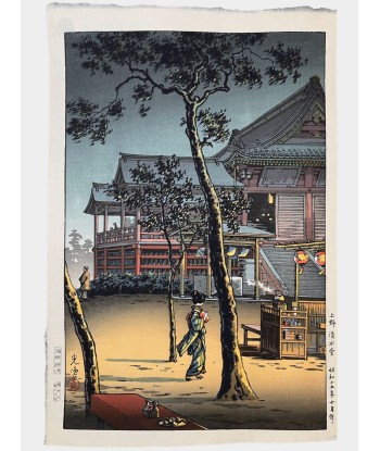 Estampe Japonaise de Koitsu Tsuchiya | Crépuscule au Temple Kiyomizudo de Ueno Fin de série