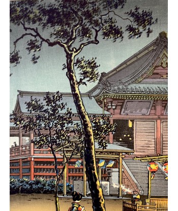 Estampe Japonaise de Koitsu Tsuchiya | Crépuscule au Temple Kiyomizudo de Ueno Fin de série