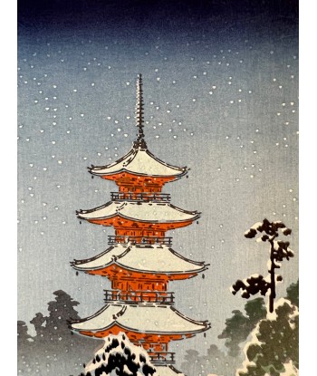 Estampe Japonaise de Koitsu Tsuchiya | Pagode de Nikko sous la neige en stock