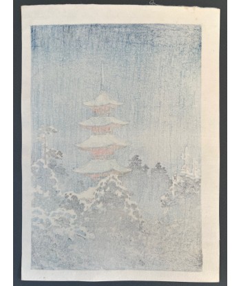 Estampe Japonaise de Koitsu Tsuchiya | Pagode de Nikko sous la neige en stock