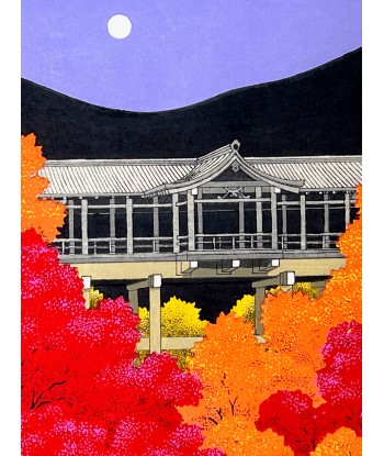 Estampe Japonaise de Teruhide Kato | Temple Tofuku à l'Automne Les êtres humains sont 