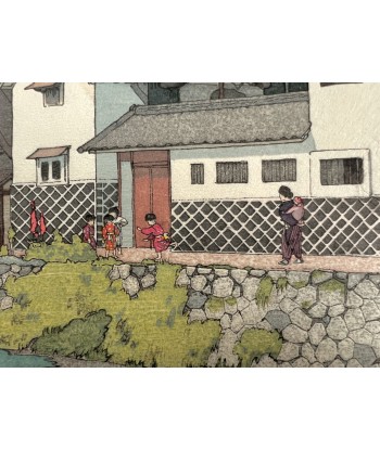 Estampe Japonaise de Yoshida Toshi | Le Village de Matsumoto les ctes