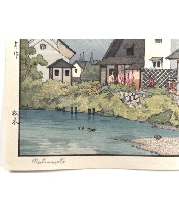 Estampe Japonaise de Yoshida Toshi | Le Village de Matsumoto les ctes