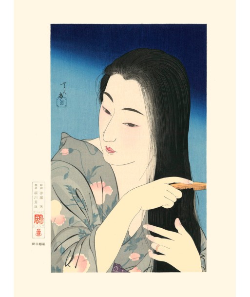 Femme se coiffant de Kotondo Tori | Reproduction Fine Art sur le site 