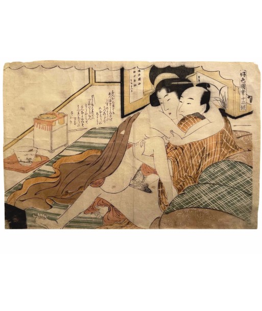 Estampe Japonaise Encadrée de Shuncho | Shunga - Erotique commande en ligne