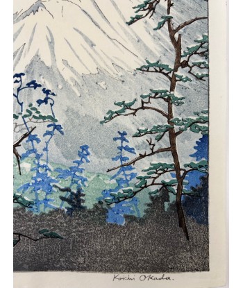 Estampe Japonaise de Okada Koichi | Mont Fuji vu de Hakone la nuit Economisez 