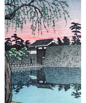 Estampe Japonaise de Hasui Kawase | Crépuscule de printemps sur le Palais Impérial de Tokyo pas chere