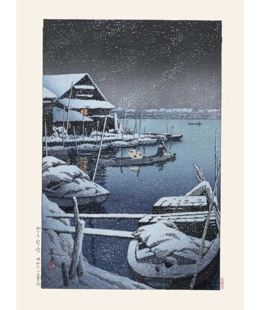 Neige à Mukojima de Hasui Kawase | Reproduction Fine Art En savoir plus