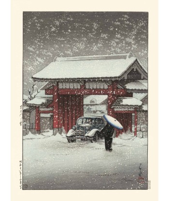 Jour de neige à la porte Shiba Daimon de Hasui Kawase | Reproduction Fine Art de la marque