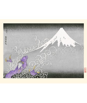 Le mont Fuji et un Dragon, Les cent vues du mont Fuji vol. 2 de Hokusai | Reproduction Fine Art des créatures d'habitude