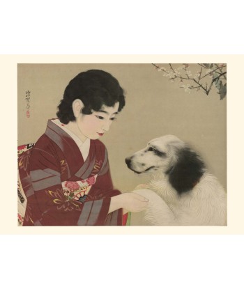 Jeune Femme et son chien de Shinsui Ito | Reproduction Fine Art d'Europe débarque