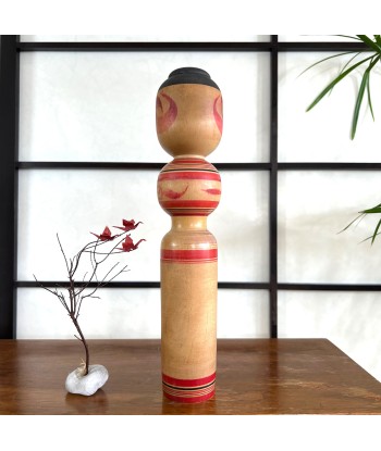 Kokeshi traditionnelle de style tsugaru de Yoshiki Sato | Fleur de pivoine 2023