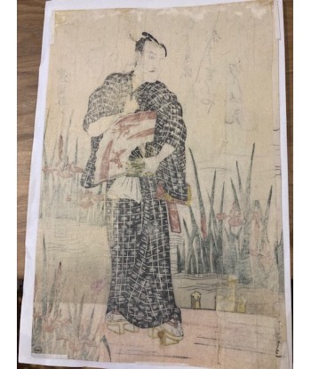 Estampe Japonaise de Toyokuni I Utagawa | L'acteur Shigan sur un ponton aux iris outlet