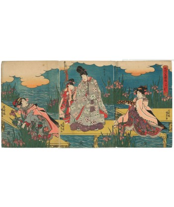 Estampe Japonaise de Kunisada | Narihira sur un ponton aux iris sur le site 