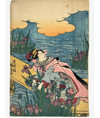 Estampe Japonaise de Kunisada | Narihira sur un ponton aux iris sur le site 