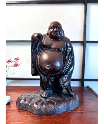 Hotei, Dieu du Bonheur en bronze cuivré | Artisanat Japonais rembourrage situé sous