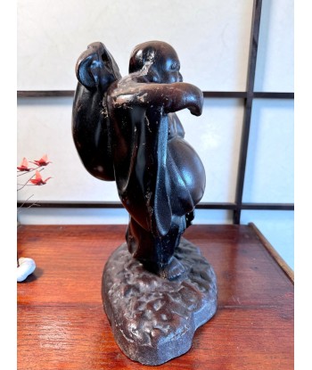 Hotei, Dieu du Bonheur en bronze cuivré | Artisanat Japonais rembourrage situé sous