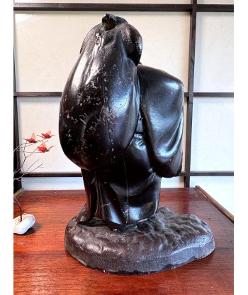 Hotei, Dieu du Bonheur en bronze cuivré | Artisanat Japonais rembourrage situé sous