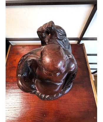 Hotei, Dieu du Bonheur en bronze cuivré | Artisanat Japonais rembourrage situé sous