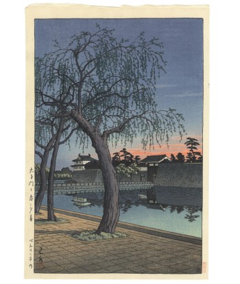 Estampe Japonaise Encadrée de Hasui Kawase | Crépuscule de printemps sur le Palais Impérial de Tokyo shop